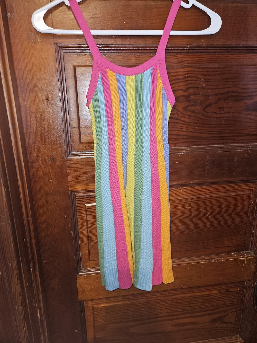 Peek Multicolor Striped Knit Tank with Pink Trim